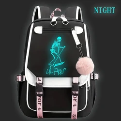 Lil Peep Night Light Backpack Student School Bag Kids Night Light Bag Back to School Gift