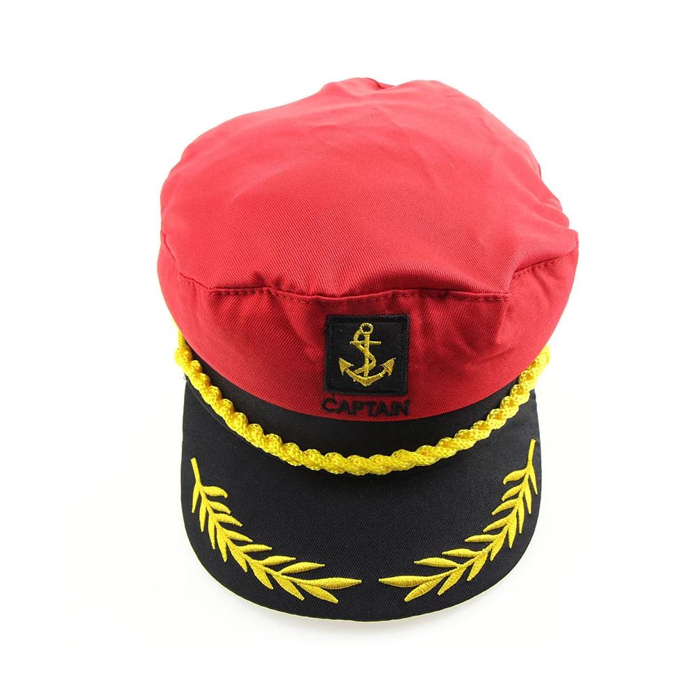 

1pc Embroidered Navy Captain Hat For Adults Cosplay Sailor Costume Lightweight Durable Premium Material Red Decor Gift