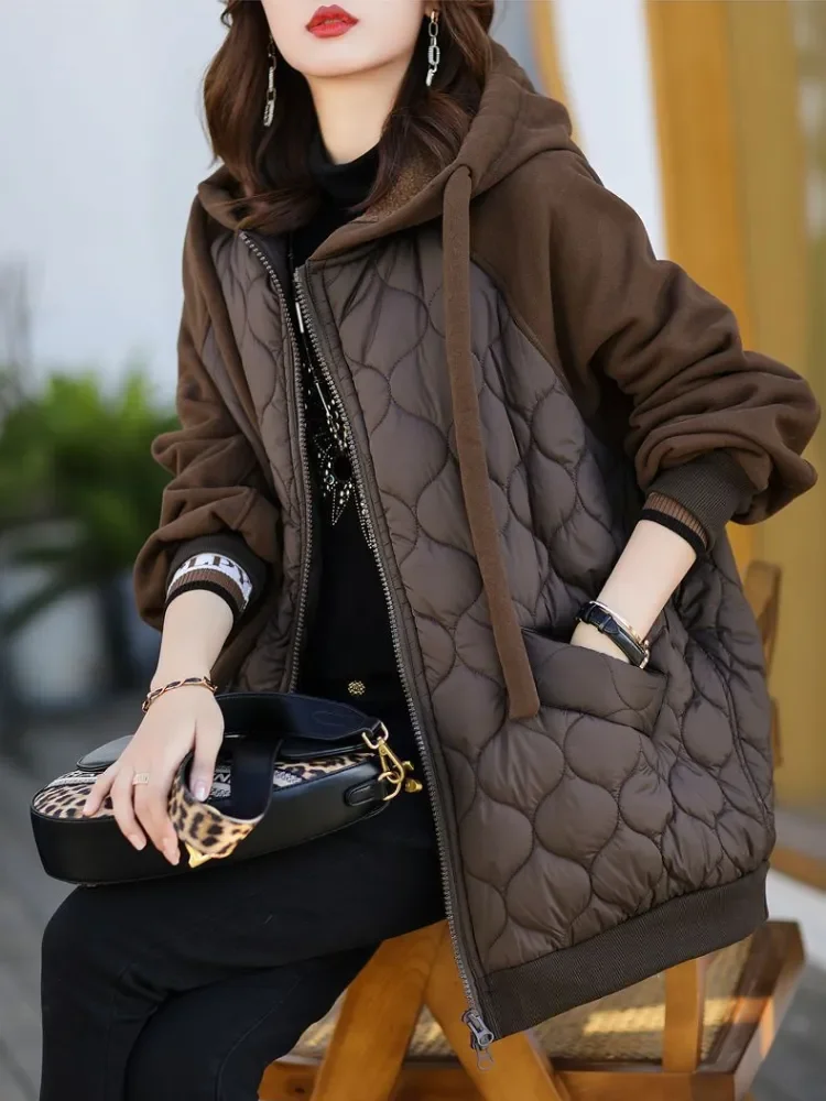 Hot Winter Women\'s Coat Hooded Vintage Warm Cotton Padded Jacket Korean Clothing Oversized Jackets Quilted Coats Female Outwear