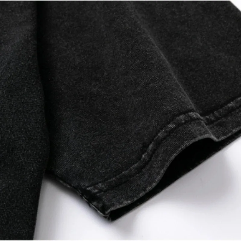 تي شيرت تدريب المصارعة القتالية للرجال مغسول قديم بأكمام قصيرة من القطن الأمريكي القديم عالي الشارع نصف كم #4