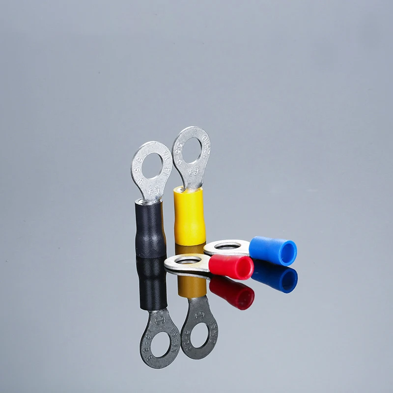 Insulated Ring Terminal Use For Bolt Hole Pure Copper Cable Cold Press Eyelet Connector Wire End Circular Crimp Lug AWG22-10