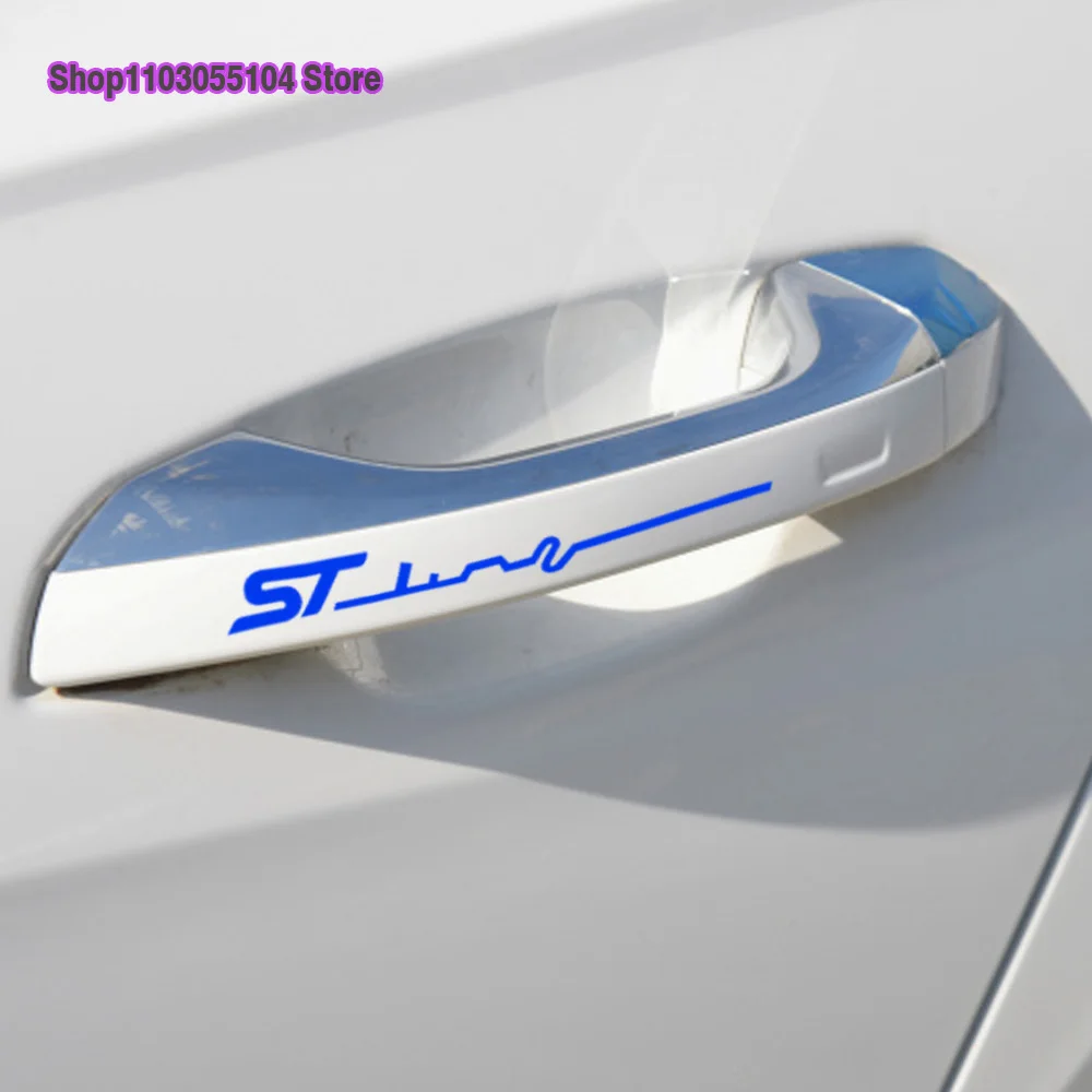 4pcs Car Door Handle sticker Vinyl Decal For Ford ST LINE Smax Cmax Focus Fiesta Kuga Escape Fusion etc