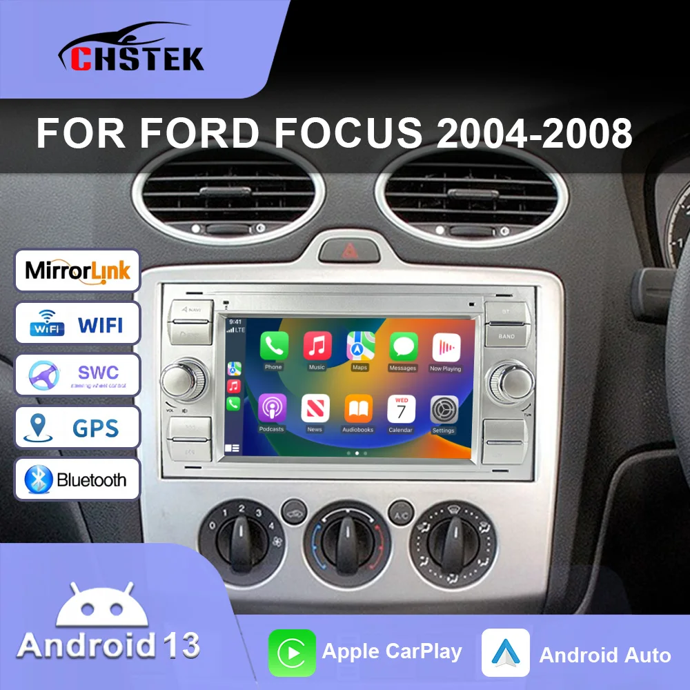 Car Radio For Ford focus 2004 2005 2006 2007 2008 GPS 4GTouchscreen Bluetooth WiFi Multimedia Carplay Android CHSTEK Navigation