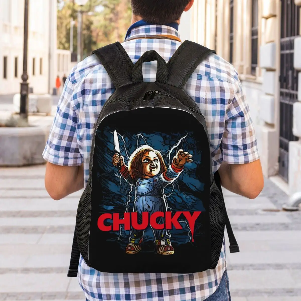 Chucky Child's Play Doll Laptop Backpack Men Women Casual Bookbag for College School Student Good Guys Bags