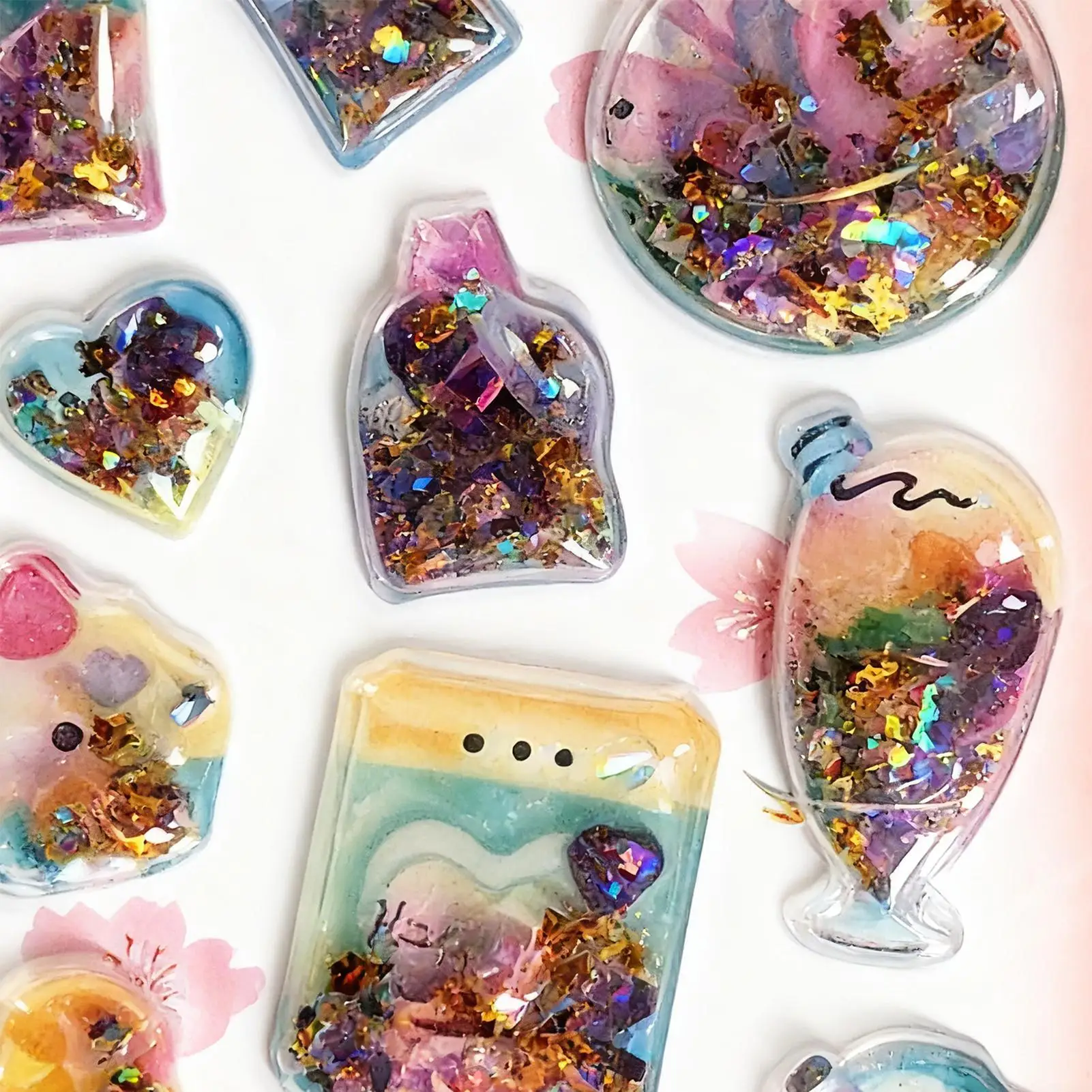 Adesivi divertenti Decalcomanie adesive per cartoni animati con paillettes e adesivi glitter Adesivi per soffio di cartoni animati 3D per album portatili Telefono