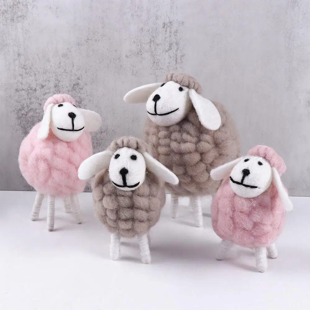 Crafts Cute Toys Birthday Kid Gift Party Supplies Wool Felt Sheep Mini Table Ornament Figurines Desktop Decor Home Furnishings