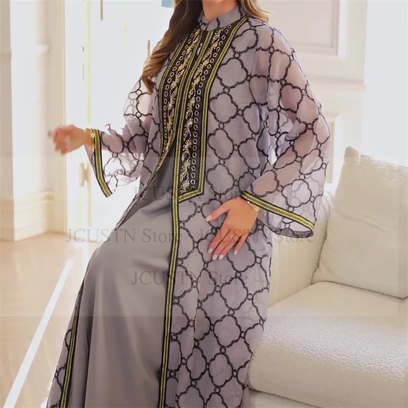 

Мусульманский кафтан, арабский длинный халат, женское платье Ид Дубай, Абая, вышивка, Vestidos Largos, кафтан Джалабия, длинные платья для Рамадана