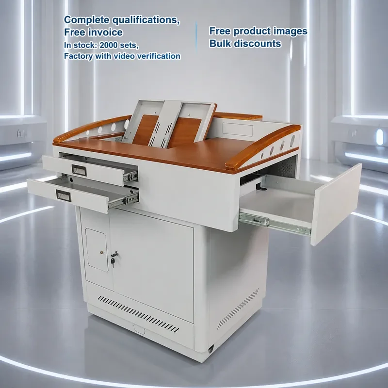 for Steel Desktop Multimedia Lecture Table Center Console School Furniture Smart Audio-visual Education Desks and Chairs