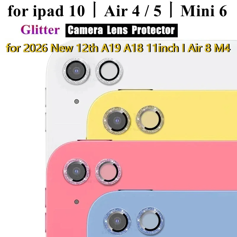 2026 New 3D Glitter Metal Ring Camera Lens Protector for Apple IPad 12th A19 A18 11th A16 10th Air8 5 4 Mini 7 6 HD Camera Cover