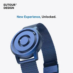 EUTOUR 2026 New Original Magnetic Wooden Dial Men Quartz Watch, Fashion Casual Simple Design with Stainless Steel Case & Leather