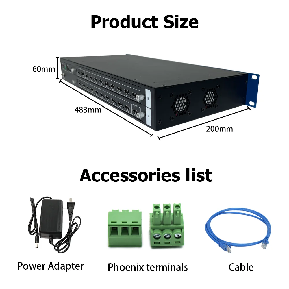 Modular 4K60 Video Wall Controller 8 in 9 Out HDMI Splicing Matrix Seamless Switching CEC RS232 WEB for Video Conferencing