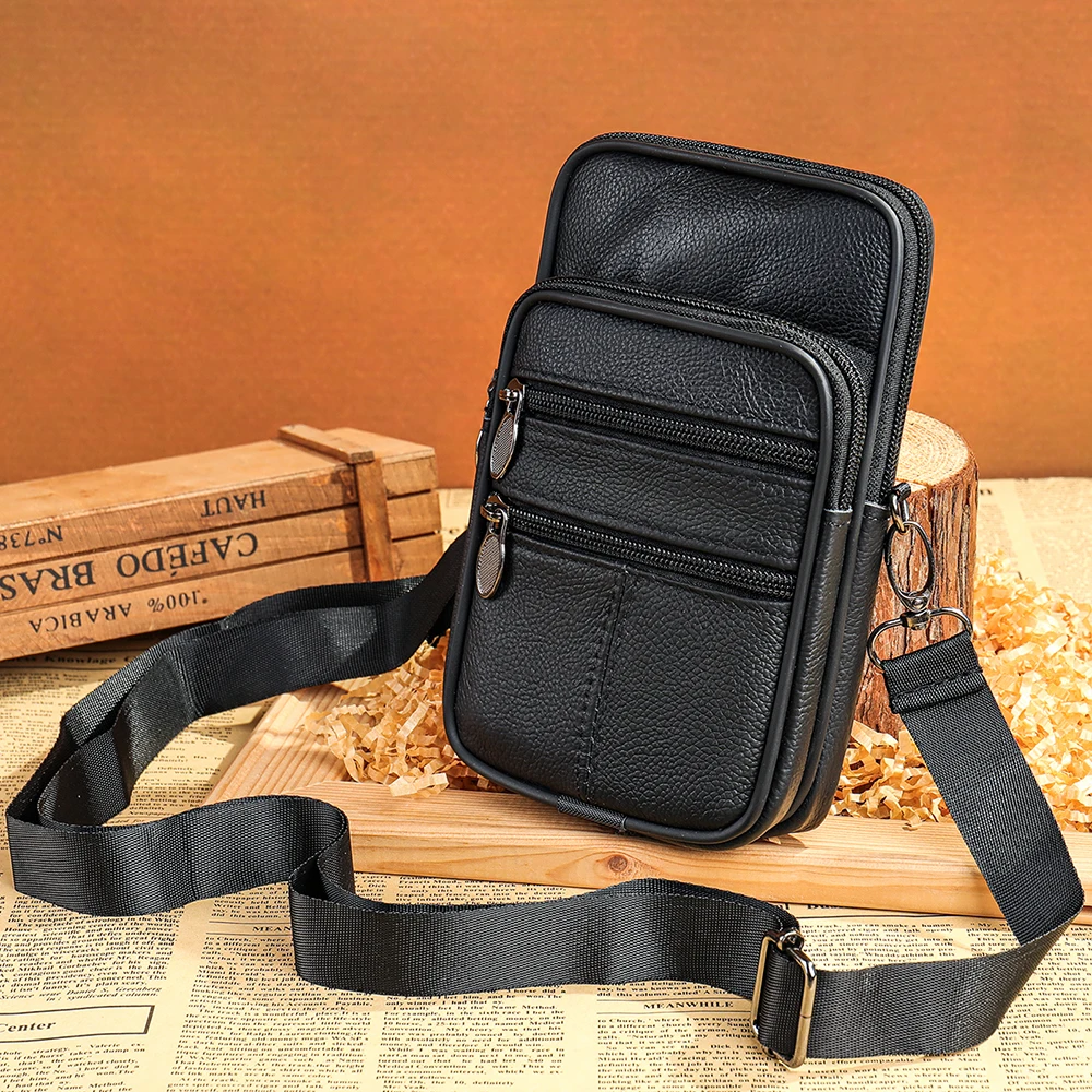 WESTAL Genuine Leather Waist Bag Shoulder Male Fanny Pack Phone Small Crossbody Messenger Bag Vintage Business Belt Pouch Pocket