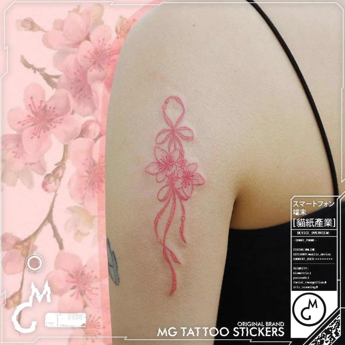 Pink Flower Bowknot Ribbon Temporary Tattoo Art Lasting Fake Tattoo for Woman Arm Sexy Sticker Waterproof Tatuajes Temporales