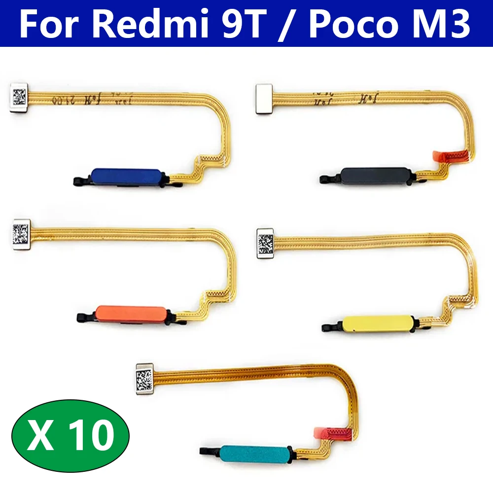 

10Pcs, Fingerprint Sensor For Xiaomi Poco M3 Redmi 9T ID Home Button Fingerprint Menu Return Key Recognition Sensor Flex Cable