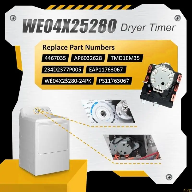 A0NC مؤقت مجفف بديل عملي، مكون إصلاح الغسيل سهل التركيب مناسب لنماذج مجففات متعددة #4