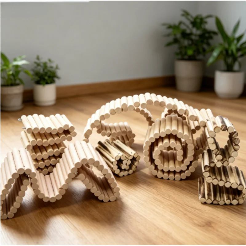 Hamster Wooden Bendable Fence Bridge Small Animal Climbing Toy Cage Habitat Decoration Supplies