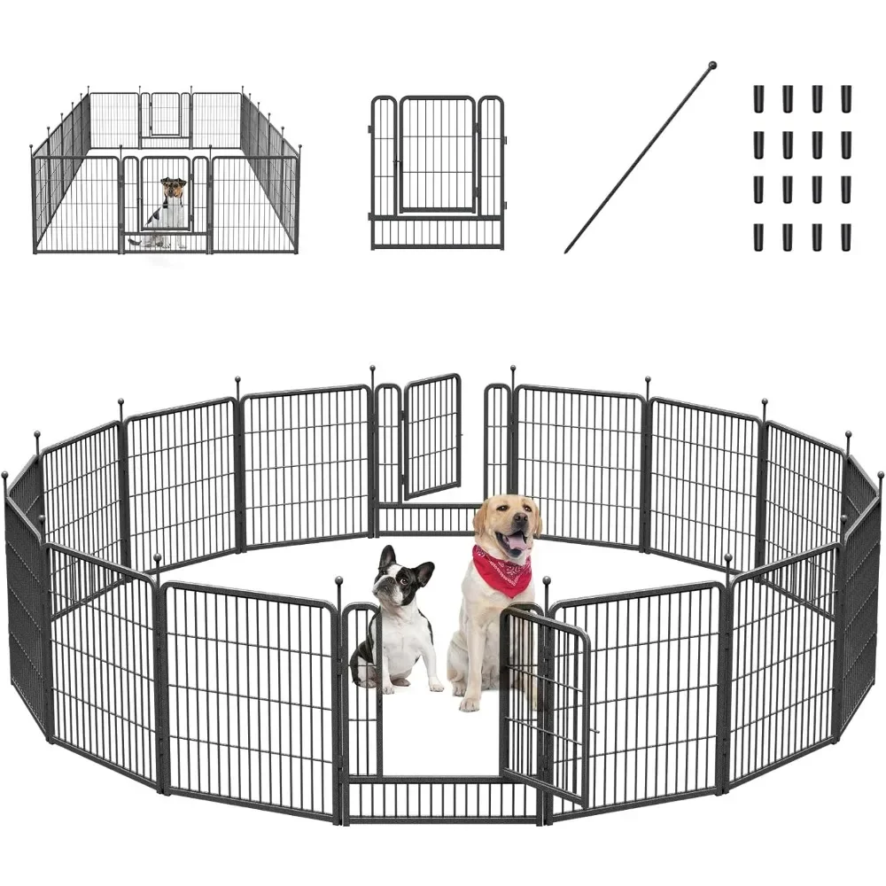 

Mr IRONSTONE Dog Playpen with Anti-Rust Coating, 32" Height 16 Panels Dog Fence, Dog Pen Indoor