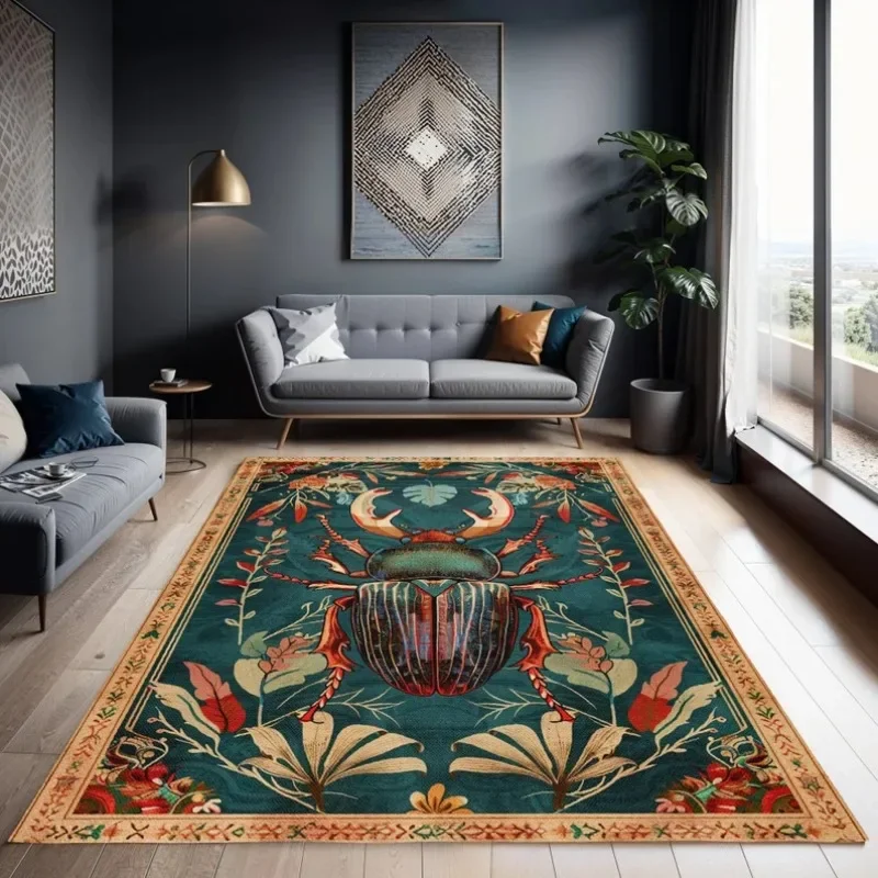 Cottagecore Beetle Area Rug Vintage Living Room Floor Area Art Decoration Rug Rustic Bedroom Carpet Housewarming Gift for Mom