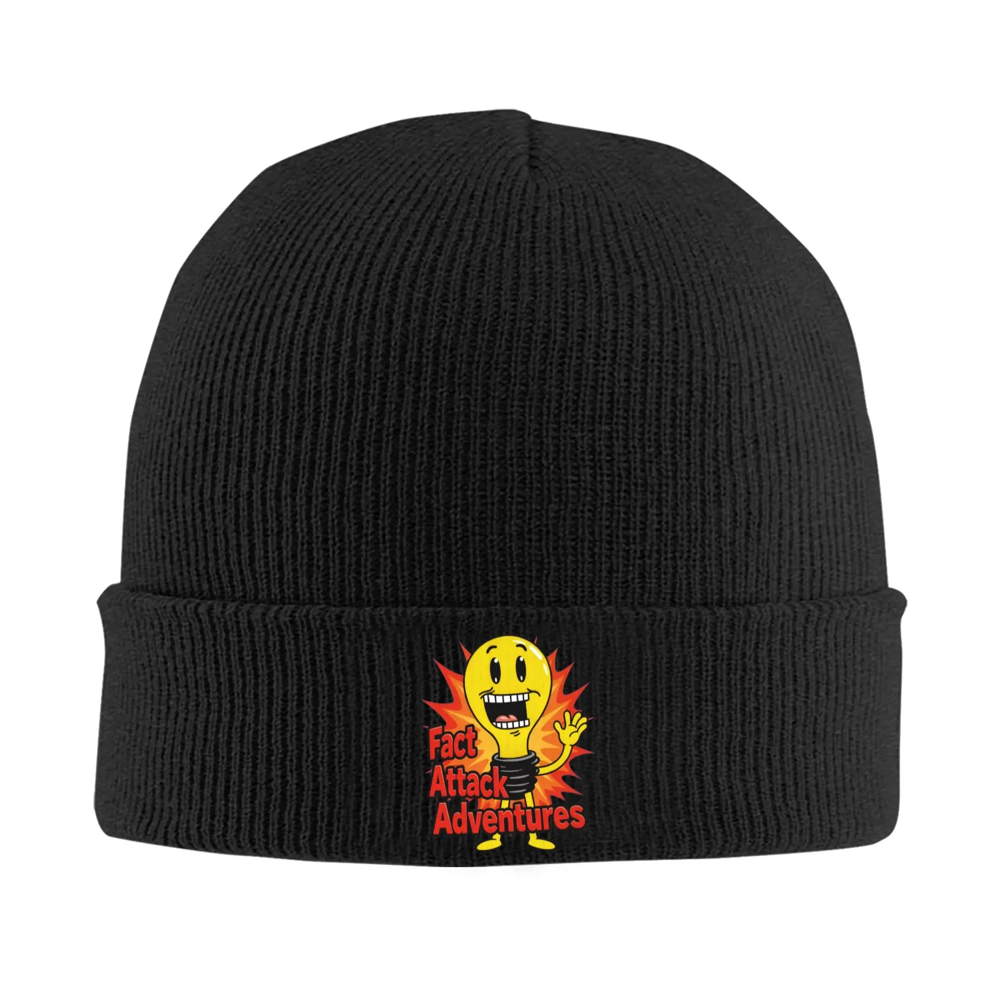Light Bulb Fact Attack Adventures  Bonnet Hats  Beanie Hats Autumn Winter Graphic Knitting Hat Casual Men Women Hippie Warm Cap