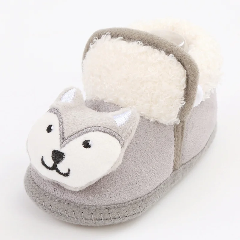 Winter Soft-soled Baby Shoes with Cotton Padding and Plush Cartoon Decoration - Cute and Snuggly Snow Boots for Toddlers 0-18M