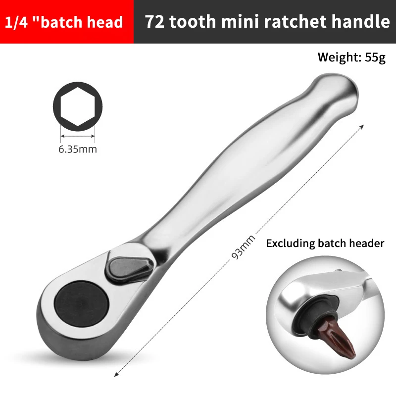 1/4 Tools Mini Treble Ratchet Wrench Double Ended Ouick Socket Screwdriver Hex Torque Wrenches Set 2 in 1 Spanner Hand
