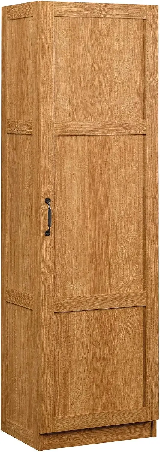 Mobile Kitchen Pantry Storage Cabinet Multi Purpose Rolling Food Closet Cupboard Space Saving Wooden Accent Utility Organizer Tower Unit Farmhouse Display Rack Highland Oak Finished