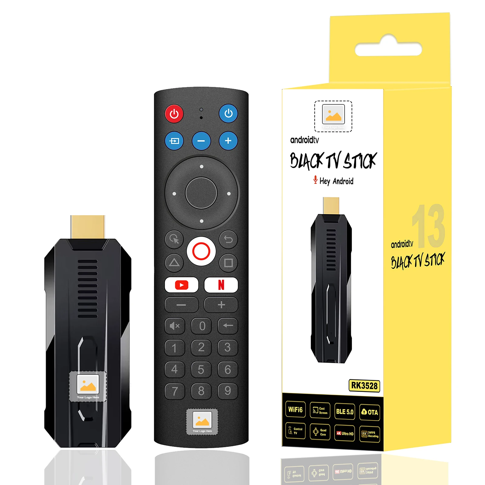 BOXPUT iATV R3 Smart TV Stick RK3528 Chip USB Android 13 2.4 g5g Dual WiFi BT Media Player 8K TV Fire Stick Android Voice Remote