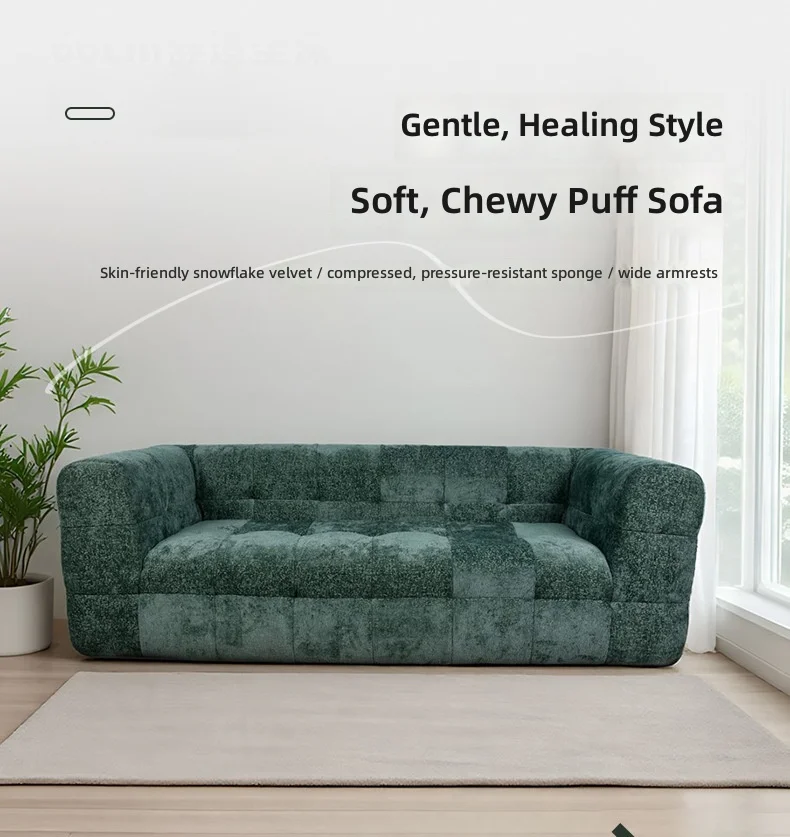 Vacuum Packed Compressed Sofa, 2-Seater Velvet Couch, Frameless Design, Soft Sponge, Plush Comfort, Living Room Furniture