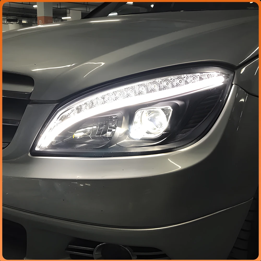 

Для Mercedes-Benz C-Class W204 2007-2010: Комплект фар в сборе, обновленные светодиодные фары высокого качества, новый стиль, линзы-проекторы, автомобильные инструменты и аксессуары