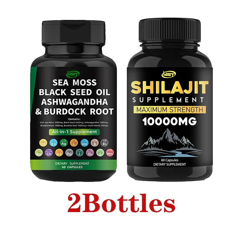 

100% ORGANIC SHILAJIT CAPSULES+ Sea Moss .Black seed oil capsules.Joint Health Intestinal Cleansing Thyroid Supplement