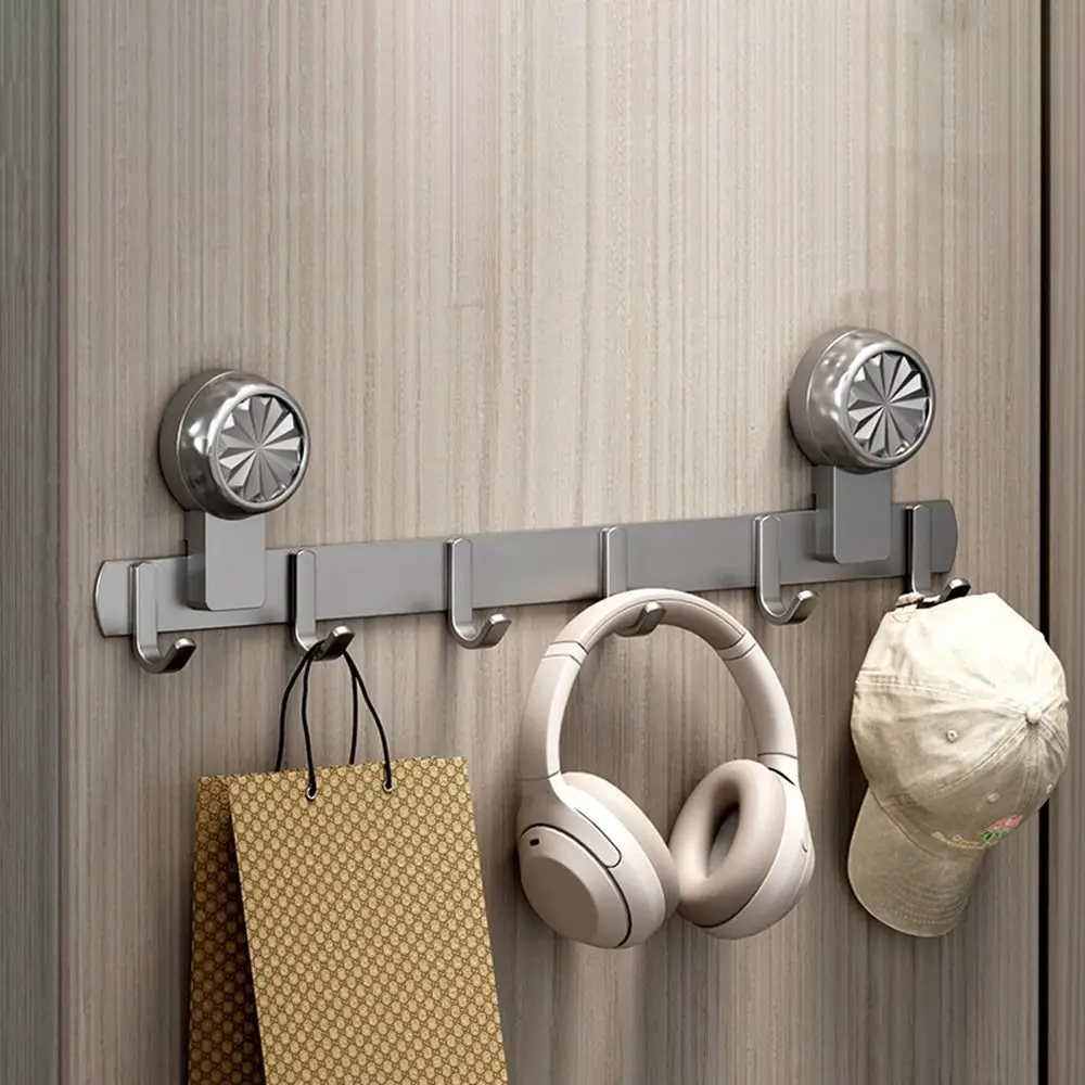 

Punch Free Suction Cup Door Hook Wall Mounted Waterproof Robe Coat Hangers Space Saving with 4/5/6 Hook
