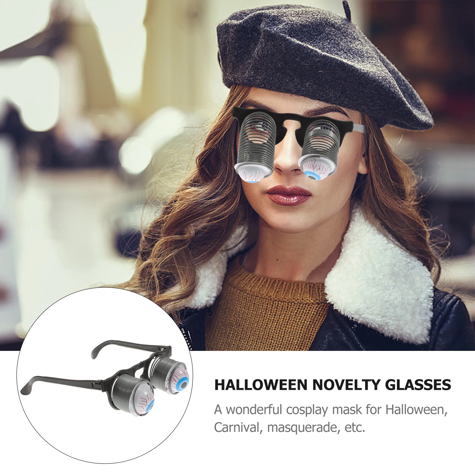 

Drooping Eye Glasses Thick Plastic Frame Horror Eyes Drop Suddenly Scare Friends Halloween Costume Party Eyeball Glasses Adult