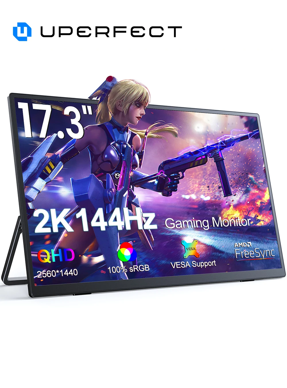 UPERFECT 2K Portable Monitor 17.3 Inch 144Hz 1440P 400cd/m Gaming Display USB-C HDMI HDR IPS Screen Extender For Laptop PC Mac