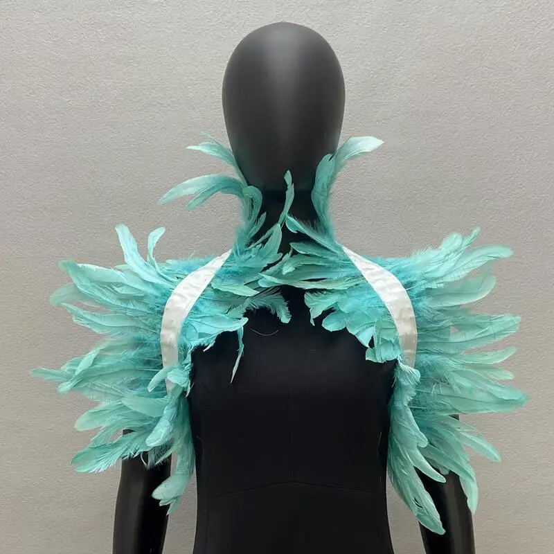 Gothic Frauen Schal natürliche Feder schwarz gefälschten Kragen Schal für Männer Frauen echte Feder Schal Halloween Party Cosplay – Detail 14