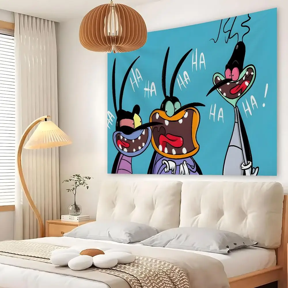 O-Oggy And The C-Cockroaches Tapestry Custom Living Bedroom Party Dormitory Interior Wall Bohemian Decoration Attached Clip