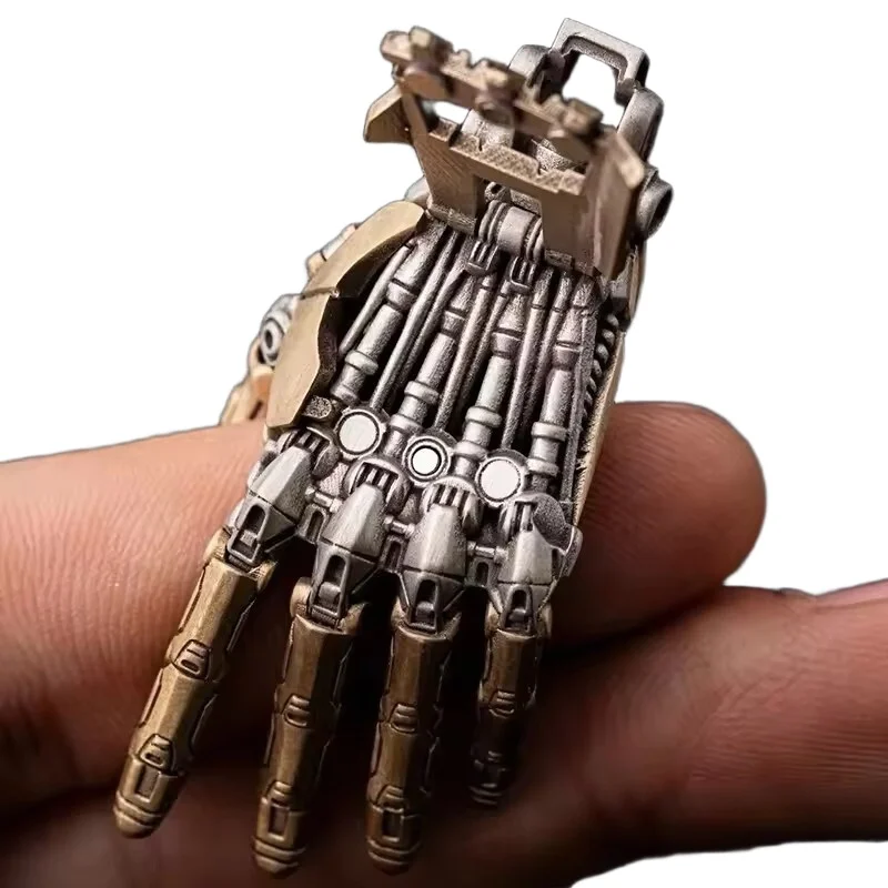 5cm Robot Hand Collectible Mechanical Bionic Hand With Chain Movable Finger Joints Hand Charm Display Gifts Pendant Ornament