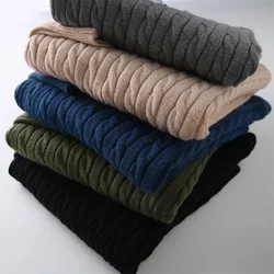 Winter Men Cashmere Blend Sweater Twist Top Zipper High Collar Shirts Luxury Knit Pullover Thick  Homme Hiver Tops   pullovers