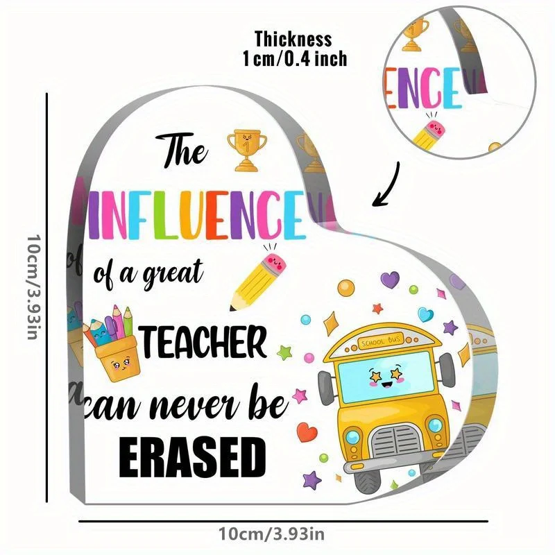 Teacher Appreciation Acrylic Heart Gift, Centerpiece or Plaque