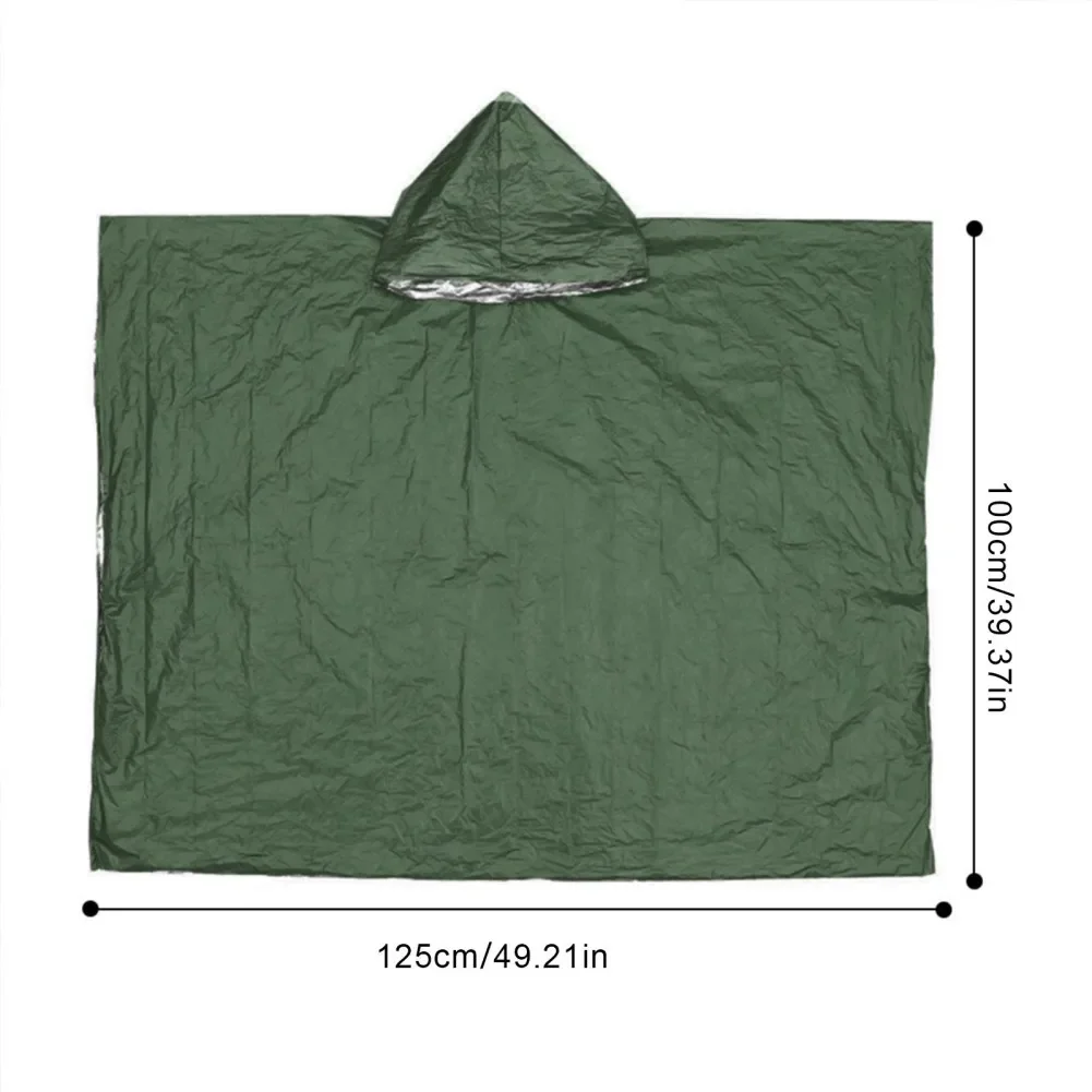 Outdoor Camping Emergency Raincoat Front Back Available Warm Portable Easy Storage PE Aluminum Raincoat