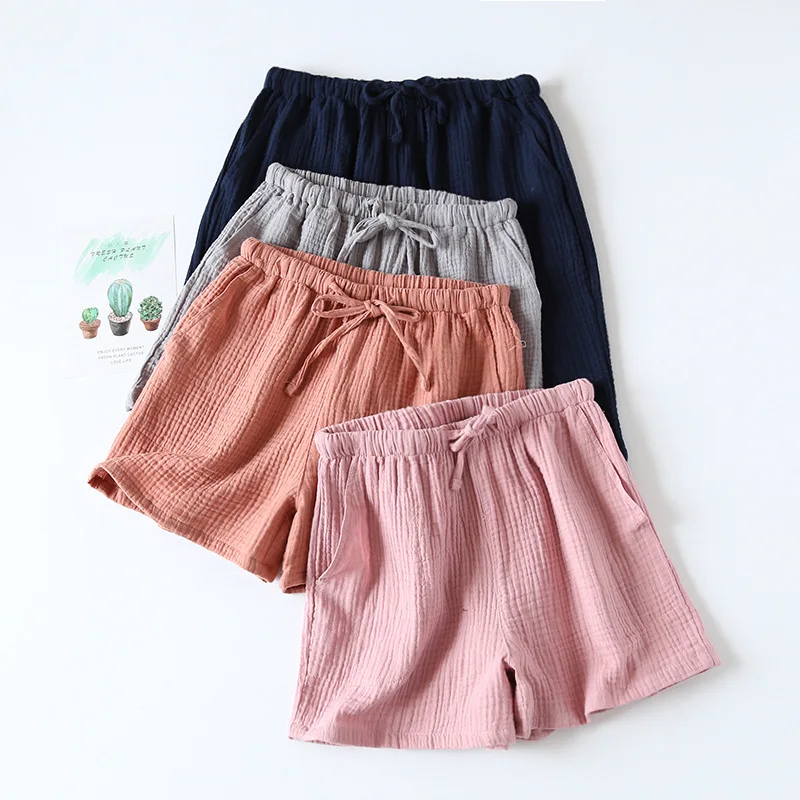

2025 Japanese new style ladies summer shorts 100% cotton crepe thin loose home pants plus size beach pants bottoms cute shorts