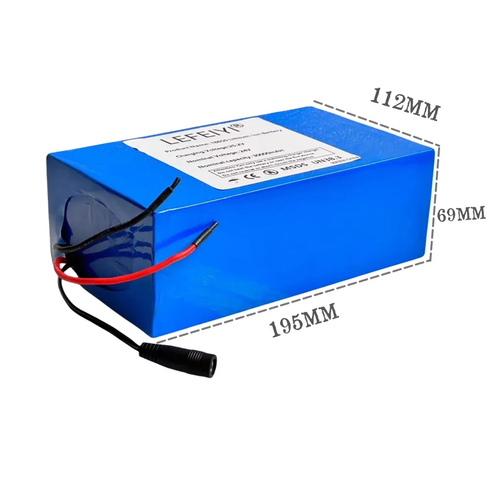 2024 6S10P 24V/25.2V Battery Electric Bicycle Battery Pack 500W High Power Large Capacity Motorcycle Scooter 18650 Lithium Batte