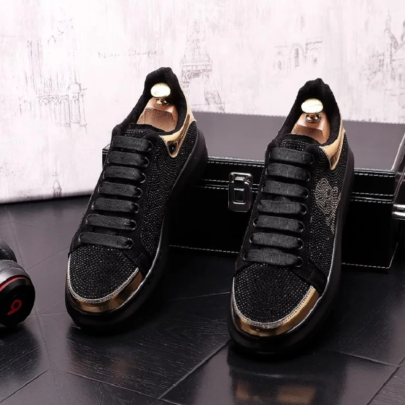 

Autumn New Sale Men Sneakers Skull Breathable Casual Vulcanization Shoes Thick Bottom Rhinestone Wear-Resistant Sports Footwear