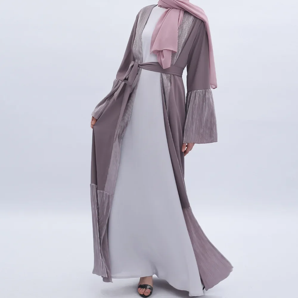 Vestido musulmán de retazos Simple para mujer, ropa Slamic de Indonesia malaya, cárdigan sólido para mujer, moda árabe de Oriente Medio, Abaya