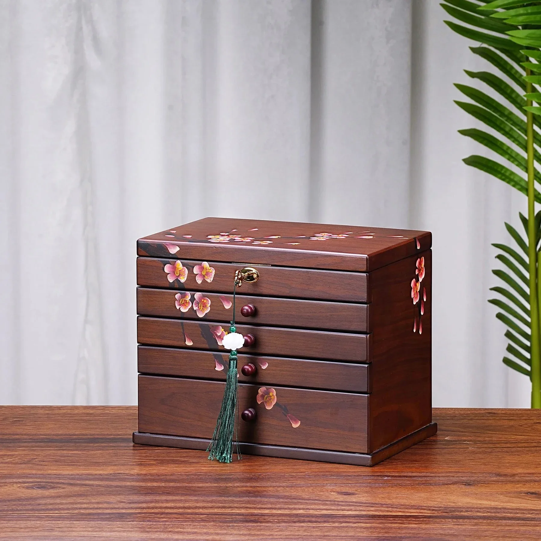 JJLX Solid Wood Jewelry Box With Lock For Necklaces, Rings, Bracelets, Earrings, And Watches Storage Box