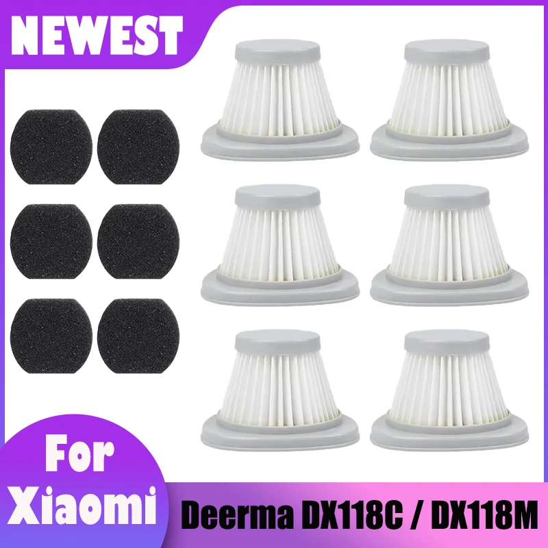 

For Xiaomi Deerma DX118C / DX118M Vacuum Cleaner Parts 10Pcs / 6Pcs / 5Pcs / 1Pcs HEPA Filter+Filter Sponge Replacement