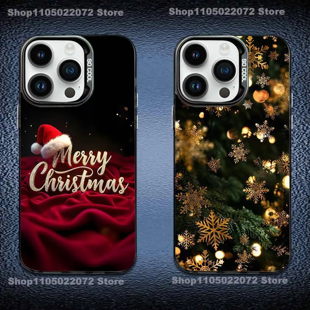 

Phone Case For iPhone 16,15,14,13,12,11,Mini,Pro,E,MAX New Year Gift Cartoon Christmas Silicone Candy Matte Shockproof Cover