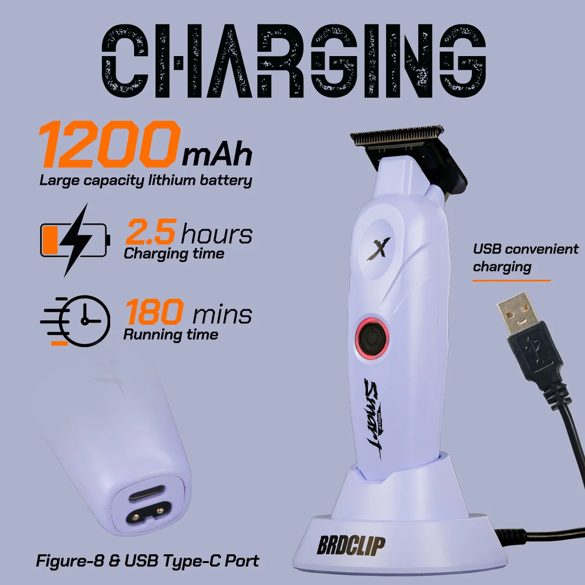 ماكينة تشذيب الشعر الاحترافية BRDCLIP ماكينة قص الشعر للرجال BRD 109 DLC Blade 7700 دورة في الدقيقة مع قاعدة 1200 مللي أمبير في الساعة ماكينة نحت لصالون الحلاقة