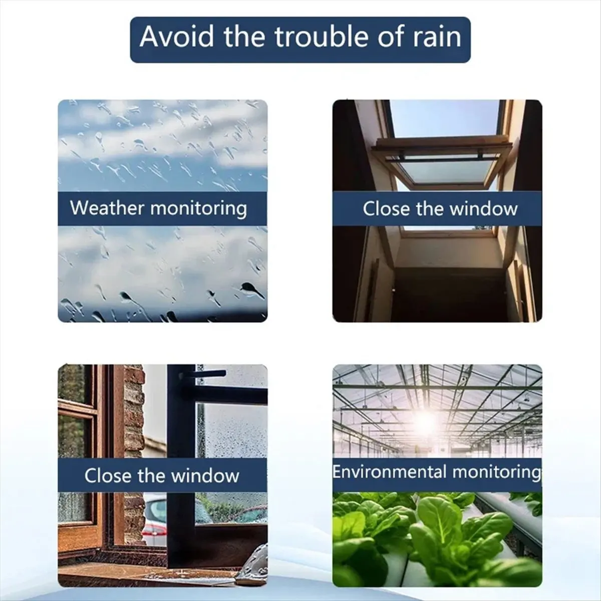 Compatible Tuya Smart Zigbee Rain Sensor with Light Detector Solar Operated IPX6 Waterproof Rain Detector Remote Control