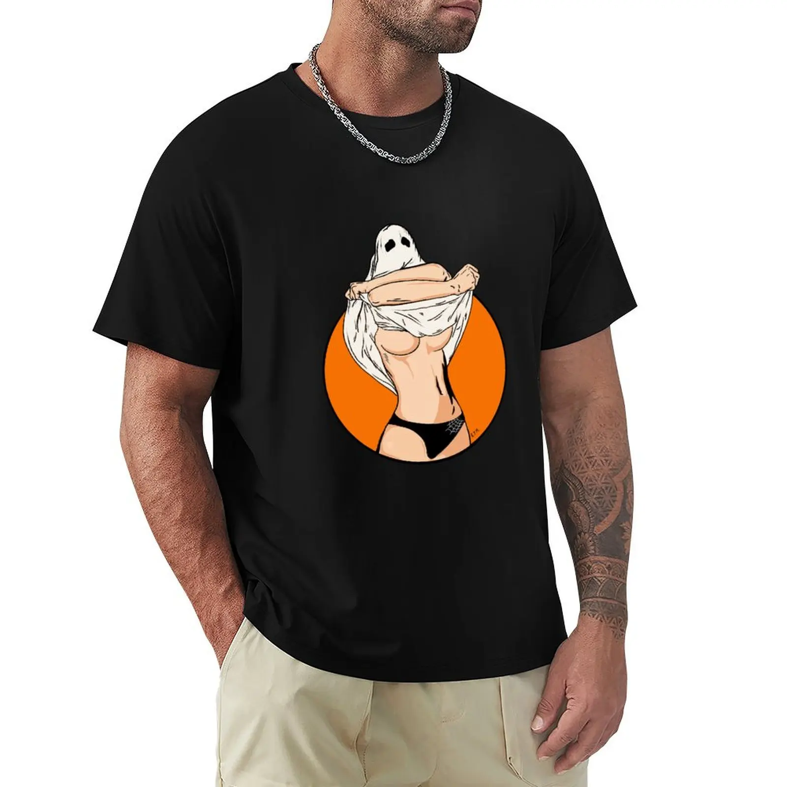 

Sexy Sheet Ghost (no background) T-Shirt graphics oversized mens t shirts top quality