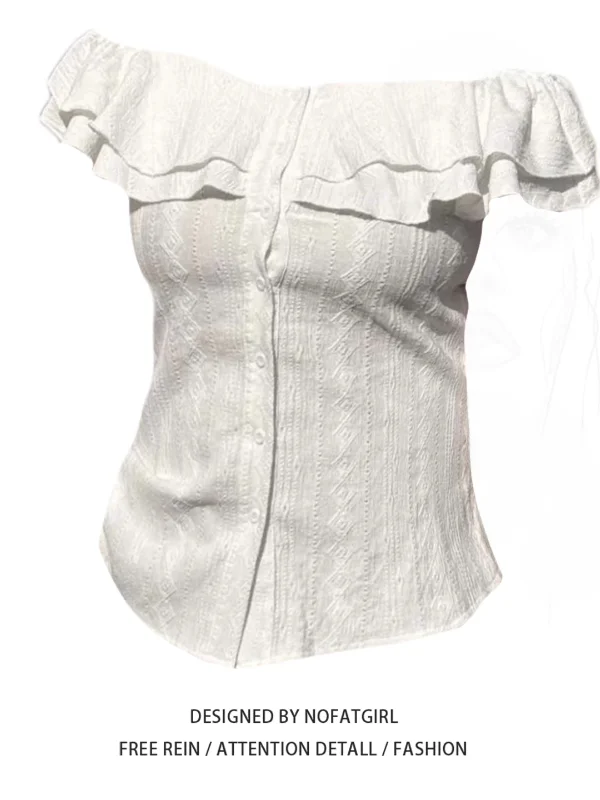 

plus Size Women's irt oulder Bows Ruffle Design Slimming Waist Summer New Sle Commute Korean Faion ort Sve